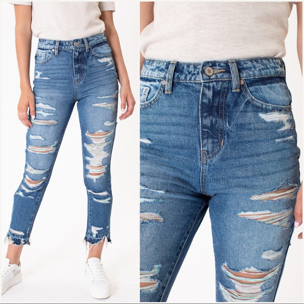 High Rise Distressed Skinny Jeans